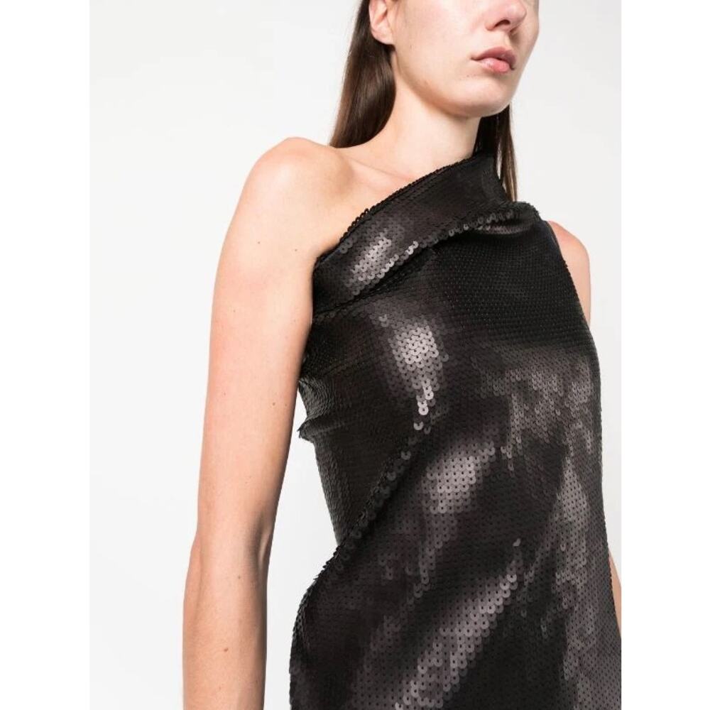 Rick Owens Athena Sequin Maxi Dress Asymmetric Neck Blue Black size 42 - Picture 2 of 16